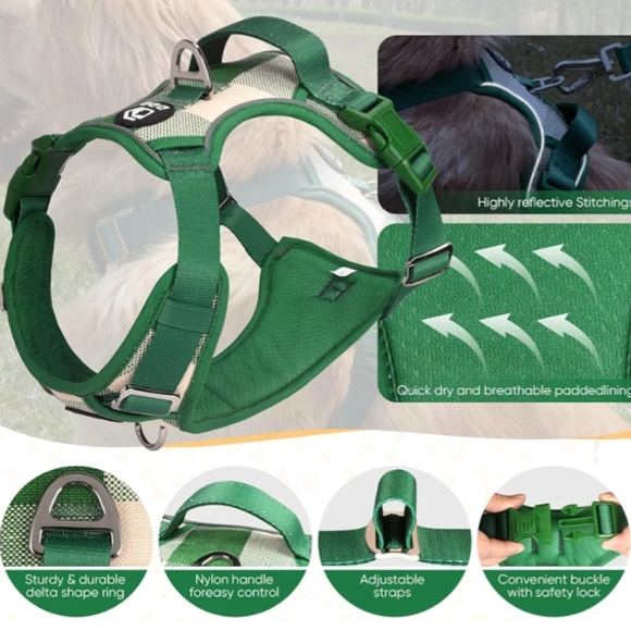 🐾 No Pull Dog Harness, Adjustable Dog Harnesses with Leash and Handle, L - Picture 7 of 10